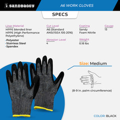 Sandbaggy A6 Cut Resistant Work Safety Gloves – Nitrile Coated Palm