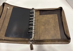 Franklin Covey 7-Ring Brown Zip Around Faux Leather Binder Organizer Planner