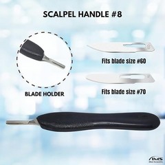 Scalpel Handle #8 Surgical Instrument Plastic Hard Grip for Blades No 60 and 70
