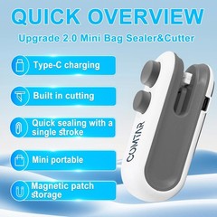 Mini Bag Sealer With Cutter And Magnet, 2 In 1 Rechargeable Vacuum Sealer Bag…