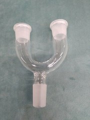 Y shaped connector adapter unknown brand unknown sizes lab glass chemistry