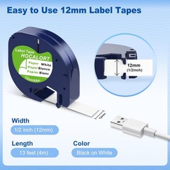 20PK DYMO LetraTag Tape Refills 91330 12mm Compatible for LT-100H White Paper