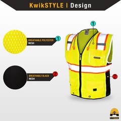 KwikSafety CLASSIC (2 PACK) Safety Vest Class 2 Hi Vis Reflective ANSI PPE