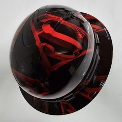 full brim hard hat custom hydro dipped IN CANDY APPLE RED SUPERMAN MAN OF STEEL