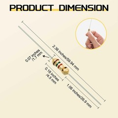 Resistor Assortment Kit – 50 Values, 1/4W 0 to 10M Carbon Film Resistors, 5%…