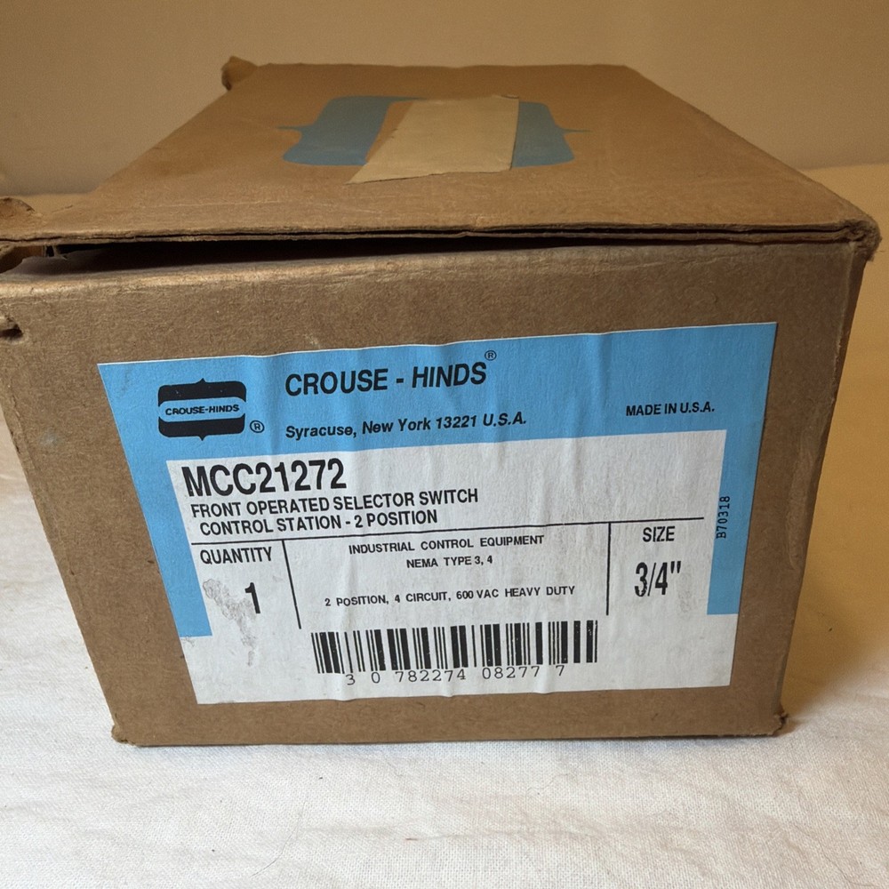 CROUSE-HINDS MC21272 Watertight Selector Switch 2POS2CIR3/4H Explosion Proof