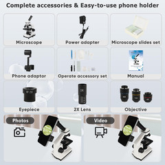 Microscope for 5.9 inches (L) x 3.94 (W) x 10.7 (H), White