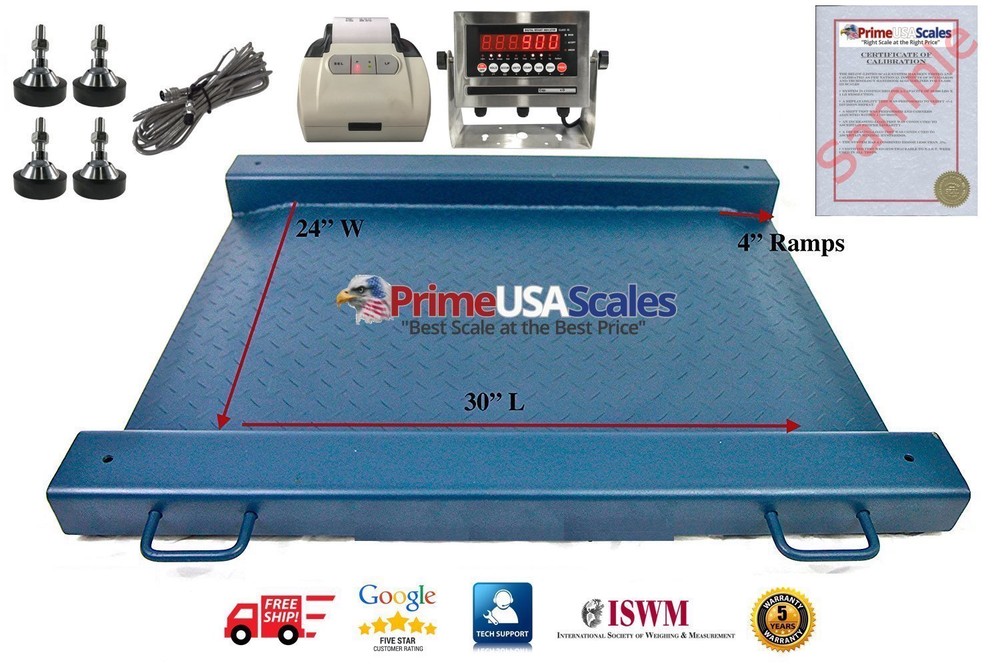 Floor Scale Drum Scale Stainless Steel Indicator 2000 lb Legal for Trade Printer