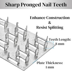 30 Pieces Truss Plates, 2 X 4 Inch Pronged Truss Mending Plate with 8 Mm Nail T