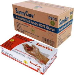 SunnyCare Poly Disposable HDPE Food Service Gloves, Box of 500, Total of 20 Bo