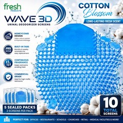 Fresh Products Wave 3D Cotton Blossom Urinal Splash Guard Deodorizer 10 Pack