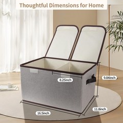 Foldable Fabric Storage Box, 16.5 x 11.8 x 9.8 inches (L x W x H), with Doubl…