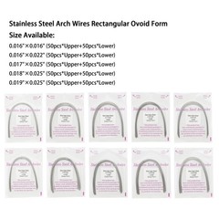 100pc Orthodontic Arch Wire Niti Stainless Steel Round Rectangular Ovoid Natural