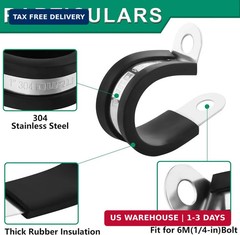 OURU 1/2-Inch Stainless Steel Rubber Coated Pipe & Wire Clamps (30pcs, Black, 13