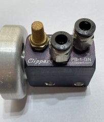 Clippard PB-1-GN 3-Way Palm Button Valve w/ Fittings & Exh Filter