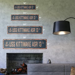 USS KITTIWAKE ASR 13 Vintage Street Sign us navy ship veteran sailor rustic gift