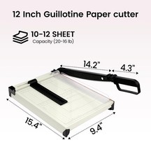 Paper Cutter,Paper Trimmer12″ Cutting Length Heavy Duty Guillotine Paper Slic…