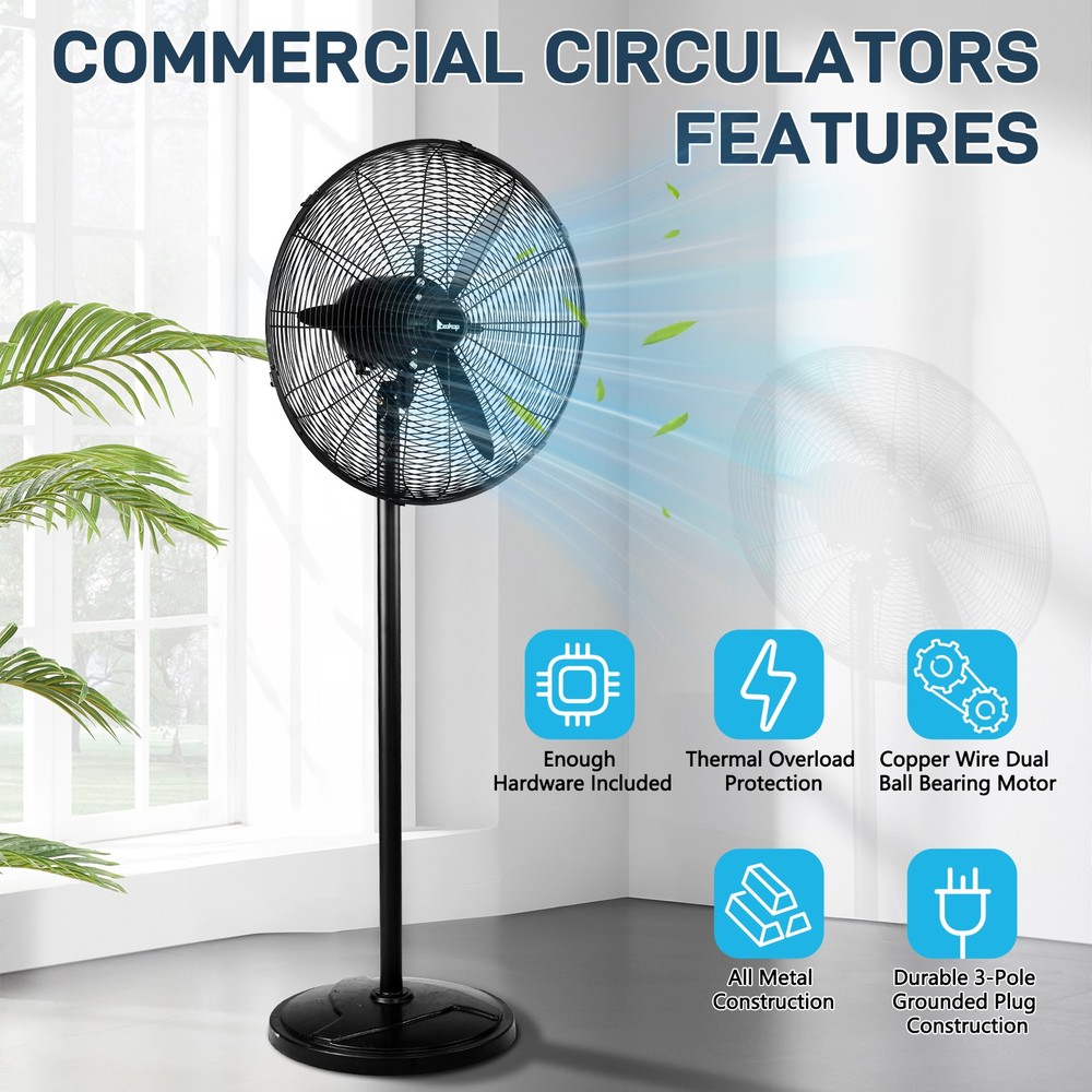 20 Inch 4 Speeds Commercial & Industrial High Velocity Oscillating Pedestal Fan