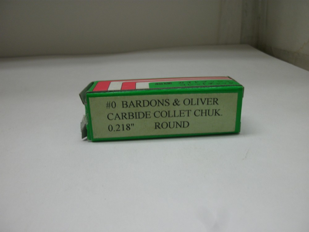 BARDONS & OLIVER # 0 SIZE 0.218″ CARBIDE COLLECT CHUK. ROUND NEW IN BOX