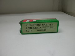 BARDONS & OLIVER # 0 SIZE 0.218″ CARBIDE COLLECT CHUK. ROUND NEW IN BOX