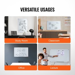 VEVOR Magnetic Glass Whiteboard Dry-Erase Board 36×24/72×36/48×32″ Wall Mounted