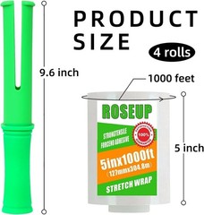 Moisture-Resistant Stretch Wrap Film 5″ x 1000ft for Safe Packing – 4 Pack
