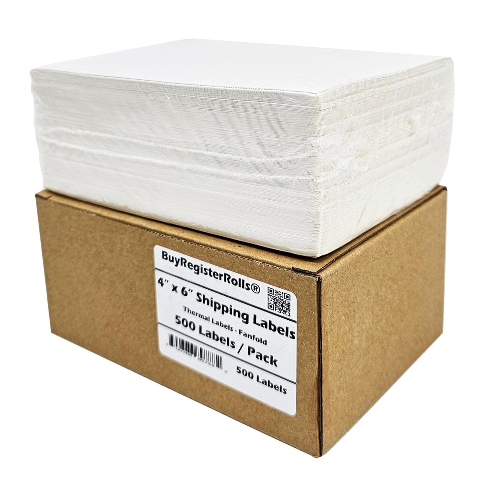 4×6 Shipping Label (1 Stack – 500 Labels) Perforated Postage Thermal Shipping…