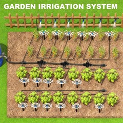 Garden Drip Irrigation System 230FT with 1/2″ & 1/4″ Tubing – Adjustable