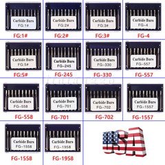 10-100 Uso Dental Acero de Tungsteno FG Fresas Carburo para Alta Velocidad Pieza