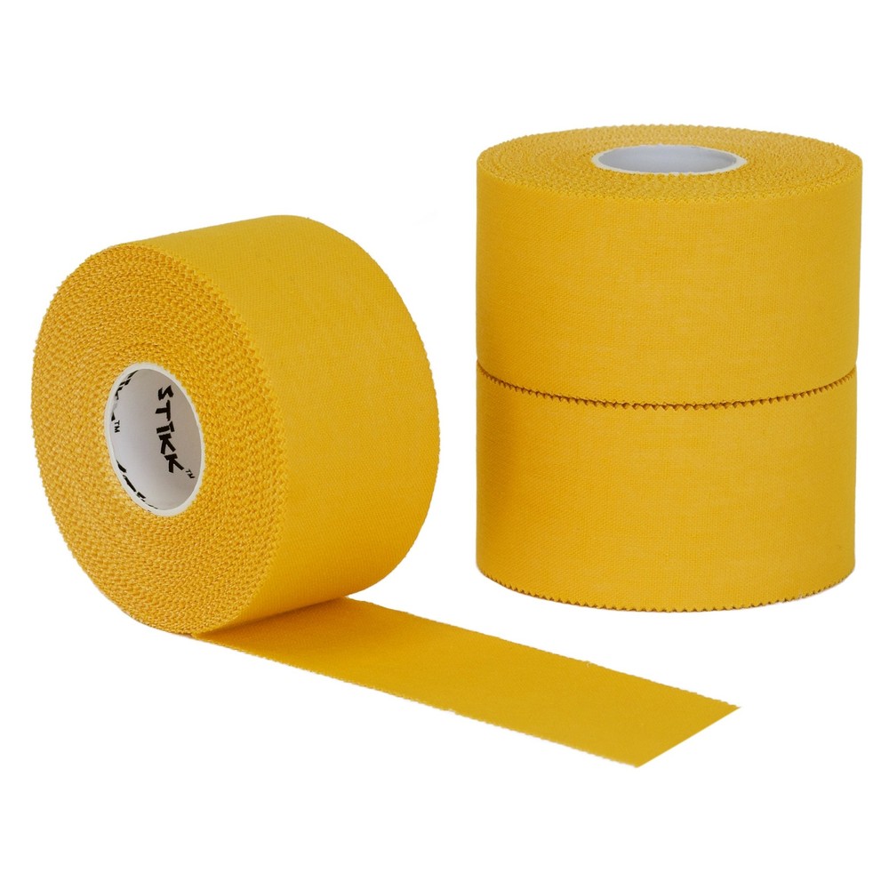 STIKK Yellow Athletic Tape 3 Pack 1.5″ x 15 Yard Rolls (45 feet)