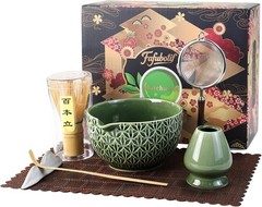 7 Pcs Matcha Whisk Set, Ceremony Matcha Kit with Matcha Bowl, Bamboo Whisk and