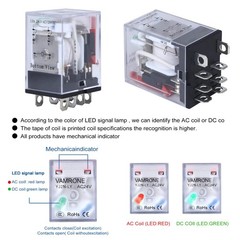 Electromagnetic Power Relay, 8-Pin 10 AMP 24V AC Relay 24V, 8PIN-10A-2PCS