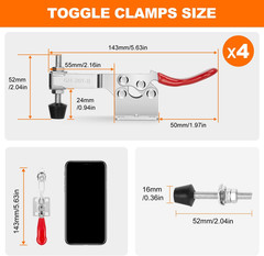 4 Pack Toggle Clamps Hold down Clamp 220Lbs Holding Capacity Quick Release Hori