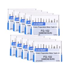 AZDENT Dental FG Diamond Burs Crown&Bridge Preparation Molar Teeth Kit FG-102