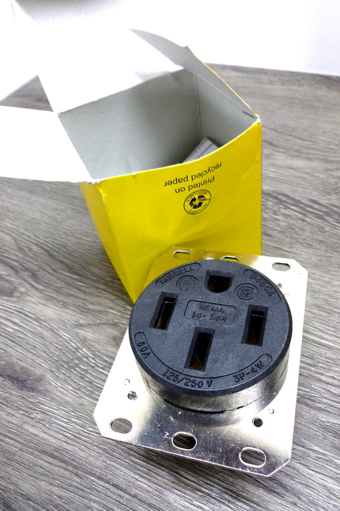 Hubbell HBL9450A Receptacle, 50A 125/250v, 14-50R Flush Mount