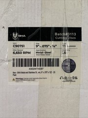 BHA 25 Pack 9″x.075″x7/8″ Cut-off Wheel – Metal & Stainless Steel Cutting Discs