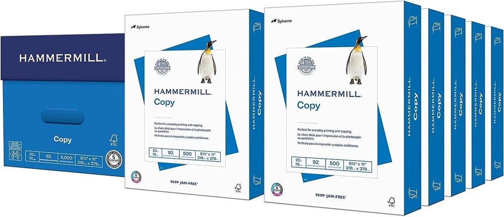 Hammermill Printer Paper, 20 lb Copy Paper, 8.5 x 11 – 10 Ream 5,000 Sheets