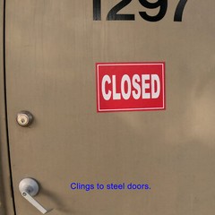 Open and Closed STICKERS or FLEXIBLE MAGNETIC SIGNS decals magnets 7.5×10.75″