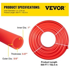 Red 1in x 500ft PEX-B Tubing Non-Barrier for Hot Cold Water Lines