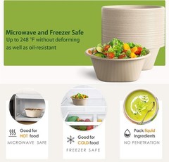 48-Ounce Disposable Bowl – Durable Compostable Bowl – Microwave Safe [50-Pack]