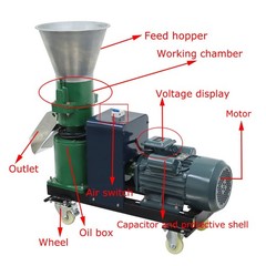 5mm Feed Pellet Mill Machine Chicken/Duck Feed Granulator 80-120KG/h 2Roller220V