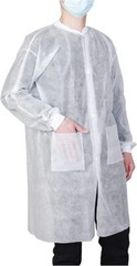 Case of 50 Disposable Lab Coats 2 Pockets w/ Knitted Cuffs Collar (S-2XL)