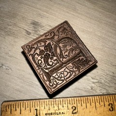 Antique Printing Block ( Letter P “ Beautiful Details! 1.25 X 1.25