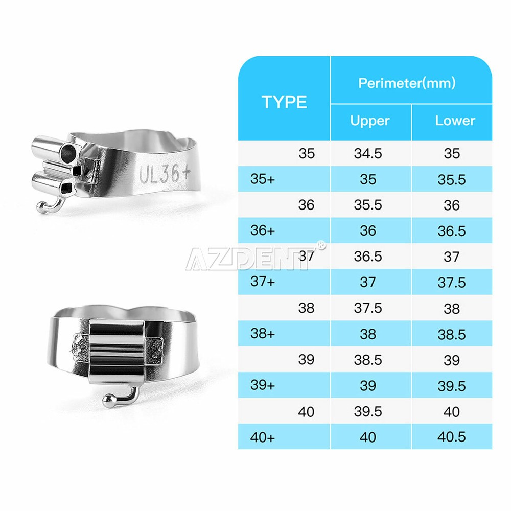 AZDENT Dental Orthodontic Buccal Tube Bands 1st Molar #35-40+# Roth .022 U3/L2