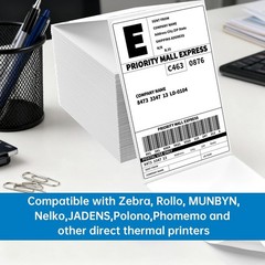 4×6 Thermal Labels 500/Stack, Shipping Thermal Labels 4×6 Fanfold Compatible …