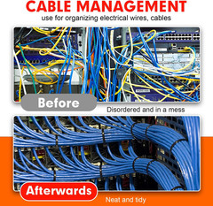 Heavy-Duty Black Cable Zip Ties, 1200 Pcs, 14 Inch, 50Lb Strength