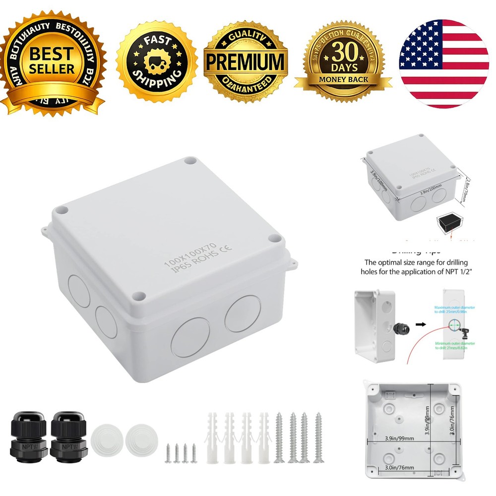 Water Resistant Dustproof ABS Plastic Junction Box Electrical Enclosure White