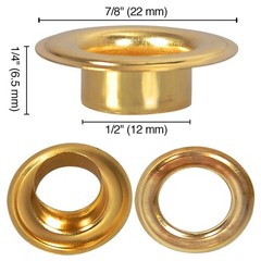 Yescom 1000 pcs 1/2″ Grommet Kit 12mm Size #4 Eyelets and Washers Brass YES0383