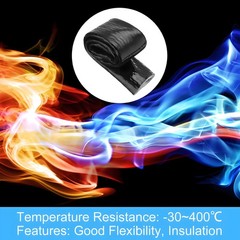 Silicone/ Fibreglass Fire Sleeving Black Protective Heat Shield Sleeve 4mm-100mm