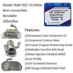 80pcs Orthodontic Buccal Tubes 1st 2nd Molar Roth MBT 022 3G tubos de ortodoncia